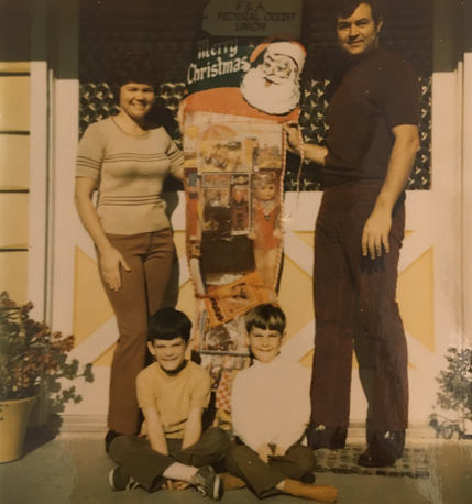 The Underwood family in the 1970s: Sue and Bob Underwood standing, sons Michael and Thomas seated